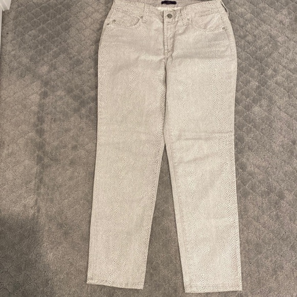 NYDJ snake print ankle pants grey white size 6P petite